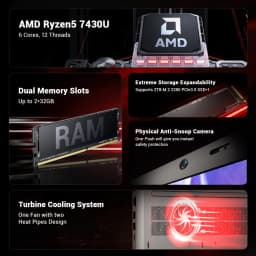 Firebat Laptop AS1 AMD Ryzen5 7430U 16GB DDR4 3200Mhz 512GB SSD 15.6 Inch IPS Windows 11 Notebook Type-C Wifi6 Full-Size Keyboard