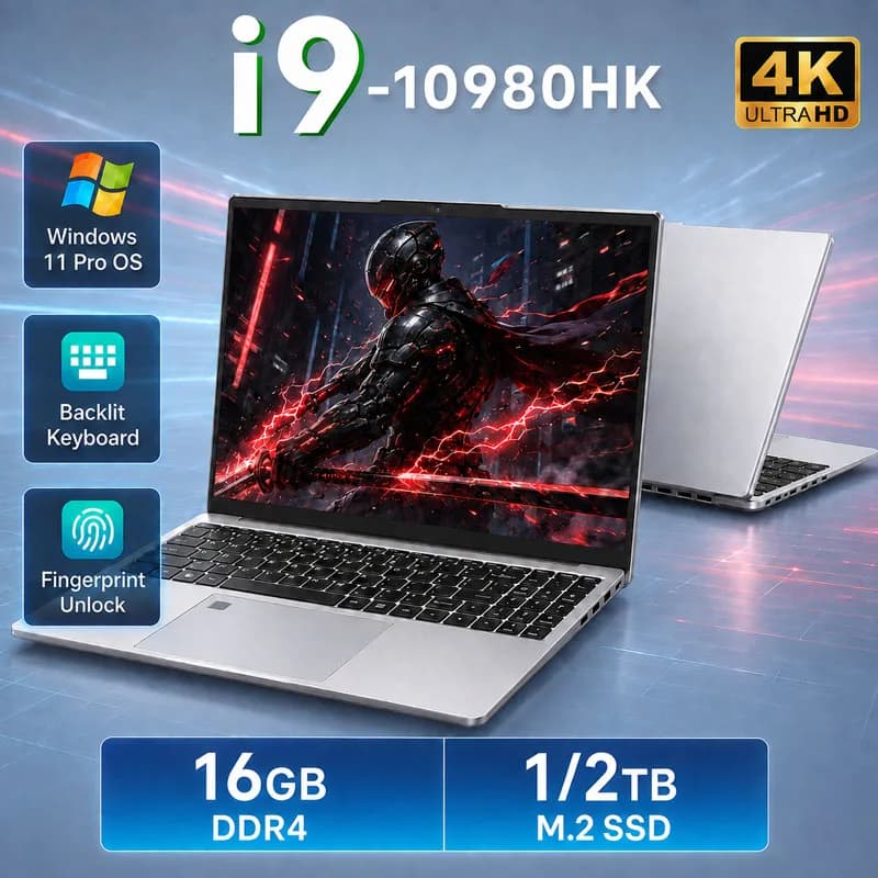 15.6' Windows 11 Pro Laptops Intel Core I9-10980HK 16GB RAM 1TB SSD Office Gamer Study Notebook Computer PC