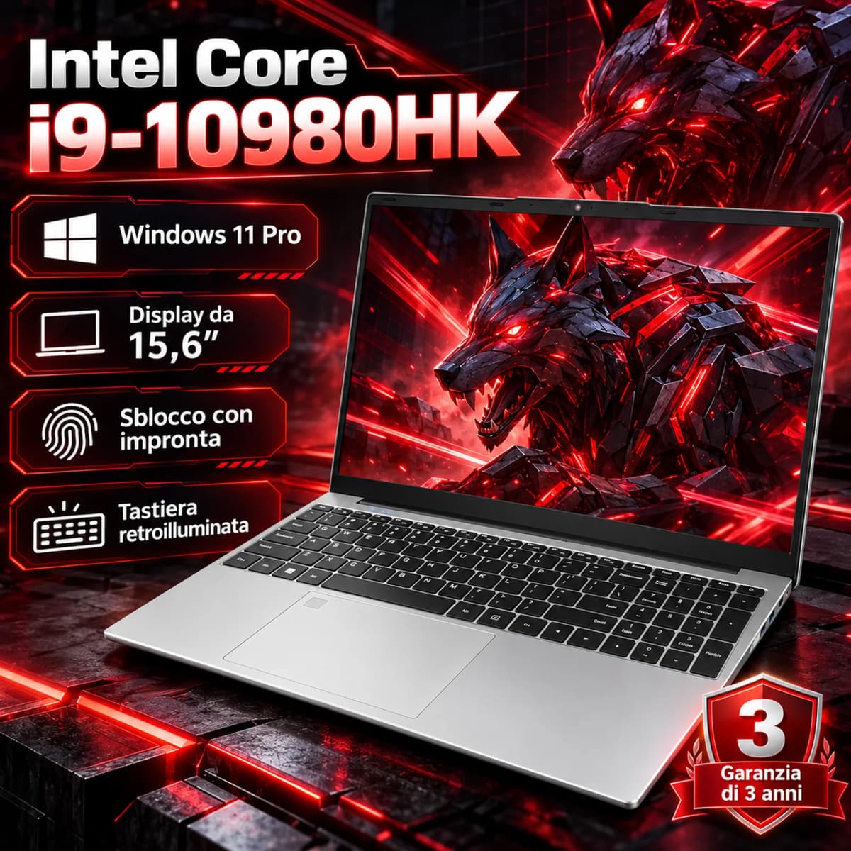 2026 Brand New Intel I9-10980HK 15.6 Inch Backlit Fingerprint Unlock Laptop Windows 11 Office Study NoteBook Gaming Computer PC