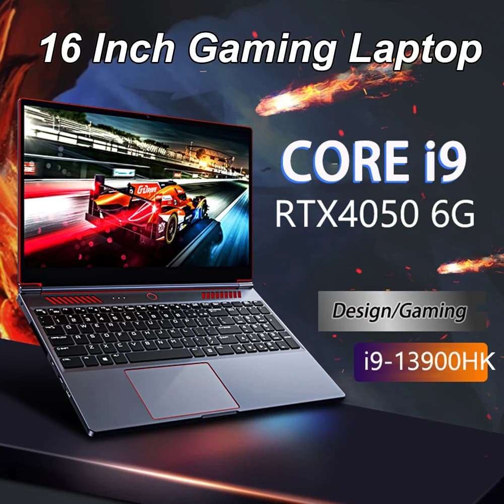 16-Inch Gaming Laptop Computer Notebook RTX4050 6G Intel Core I9-13900HK Windows11 RAM Max 64GB DDR5 2*M.2 NVME 2TB SSD WiFi