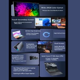 Dual-screen Laptop 14 inch Touch LCD 16GB/8GB RAM 1TB/512GB SSD I7 9th Generation 6 Cores Gaming Laptops Notebook