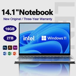 NEW 14.1" Laptop Ultra Slim 16GB RAM 2TB SSD Intel N3700 Windows 11 Pro Notebook Gamer 1920*1080 Display Office Study Computer PC