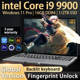 2026 New Laptop 15.6 Inch Windows 11 Intel Core I9 9900 16GB RAM 1TB 2TB SSD Fingerprint Unlock Study Office Pc Gaming Laptops