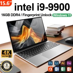 New Office Laptop Intel Core I9 9900 15.6 inch 4K HD Screen Windows 11 16GB RAM 1TB SSD Portable Slim Laptops PC Gamer Computer