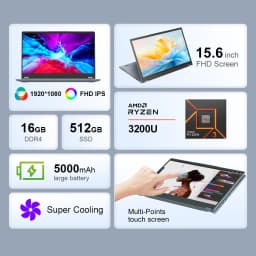 Ninkear YBook15 15.6 inch 2 in 1 laptop pc computer 360 convertible touchscreen Windows 11 16GB RAM 512GB SSD Ryzen 3 3200U ultrabook portable laptop notebook FHD IPS for work study office