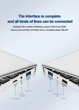 FUCHU New Office Laptop Intel Atom A3950 12GB RAM 2TB SSD Gaming PC 1920*1080 HD Display Study Computer 14.1" PC Windows 11 Pro Ultra Slim