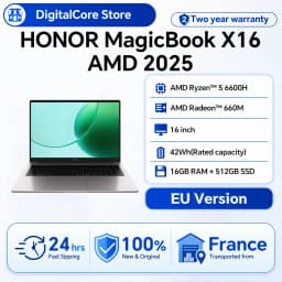 HONOR MagicBook X16 AMD 2025 Laptop 16 Inch AMD Ryzen 5 6600H Processor AMD Radeon 660M Graphics, 40W Boosted‑Performance Mode, Slim Laptop for Work, Study & Light‑Entertainment