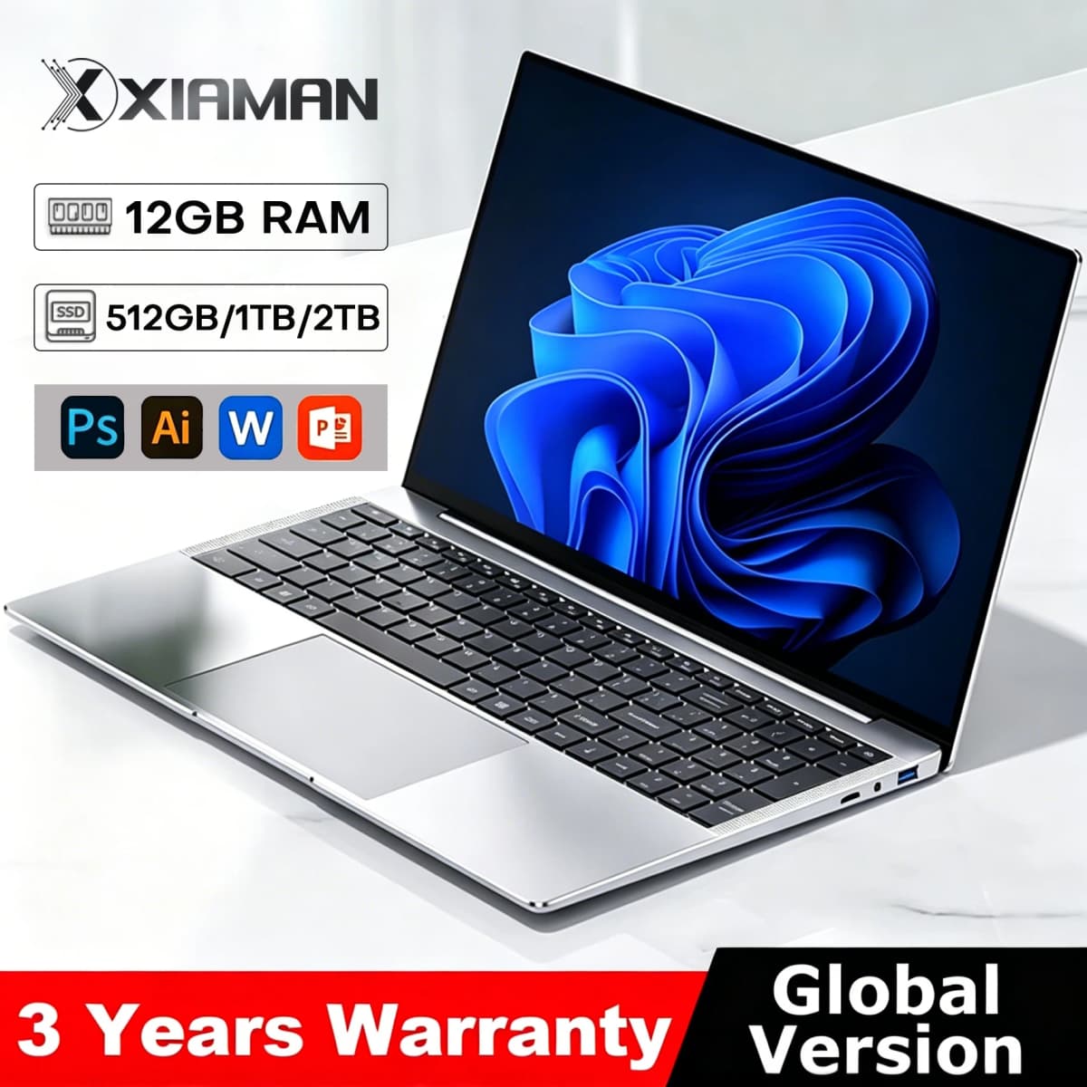 2026 Laptop Computer Windows 11 Pro Intel Atom A3950 Notebook PC 12GB RAM 512GB 1TB 2TB SSD 1080P Office Study Computer PC