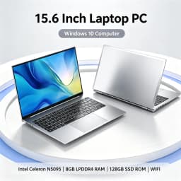15.6 Inch Laptop PC 8GB LPDDR4 RAM 128GB SSD ROM Windows 10 Computer 4-Core Processor WIFI Intel Celeron N5095 CPU 2.00GHz