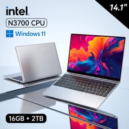NEW 14.1" Laptop Ultra Slim 16GB RAM 2TB SSD Intel N3700 Windows 11 Pro Notebook Gamer 1920*1080 Display Office Study Computer PC