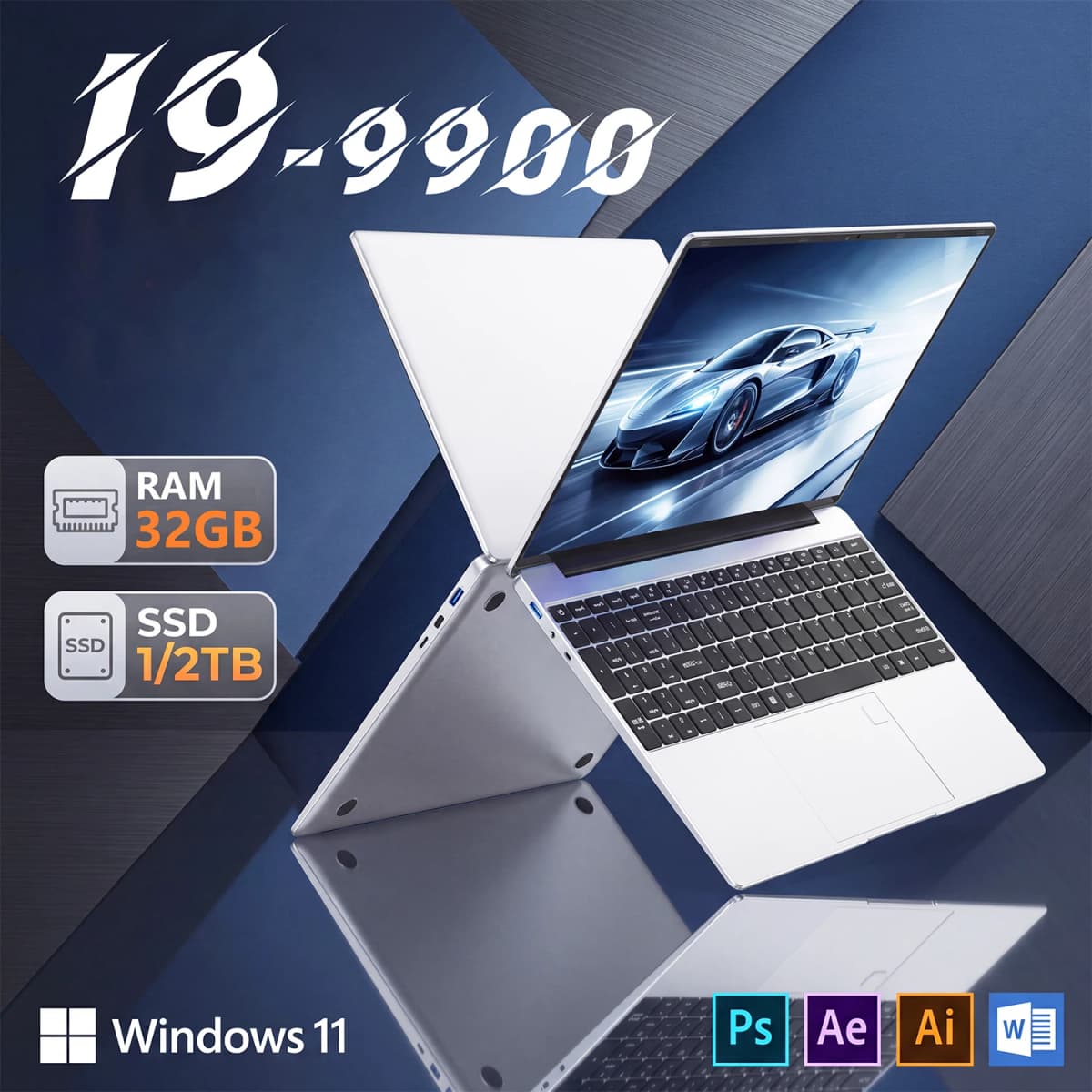 2026 Portable Laptop Windows 11 Intel Core I9-9900HK 15.6 Inch 32GB RAM 512GB/2TB SSD Office Laptops 1920*1080P Fingerprint Unlock Notebook