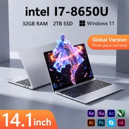 2026 NEW Laptop Windows 11 Intel I7 8650U 16GB 32GB RAM 512GB 1TB 2TB SSD 1920*1080 Office Study Computer PC