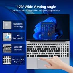 FUCHU 2026 Portable 15.6 Inch Fingerprint Unlock Backlit Keyboard Laptop Computers 16GB DDR3 RAM 512GB 1TB 2TB SSD Intel I3-6006U Notebook Windows 11 Pro Office Study Game PC Laptop