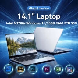 2026 New Ultra Slim Laptop 14.1" 16GB RAM 2TB SSD Intel N3700 Gaming PC 1920*1080 Display Office Study Computer PC Windows 11 Pr