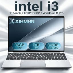 Xiaman Business Ultra-thin Laptops 15.6' Intel Core I3-6100U Intel Notebook PC Backlit Keyboard Laptop 1920*1080P 16GB RAM 1TB SSD Office Study Computer Windows 11 Fingerprint Unlock