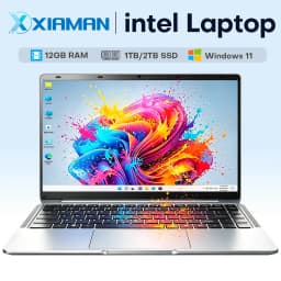 Xiaman 14.1" Laptop Computer Windows 11 Pro Intel Atom A3950 Ultra Slim Notebook PC 12GB 1TB 1920*1080P Office Study Computer PC