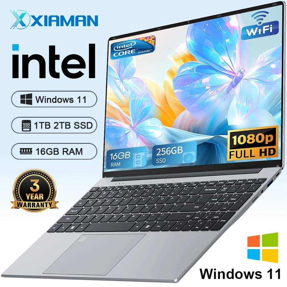 Xiaman 15.6 Inch Portable Laptop Computer Intel Core I3 6100U 16Gb Ram 1Tb Ssd Office Windows 11 Pro Notebook Pc with Backlit Fingerprint Laptops