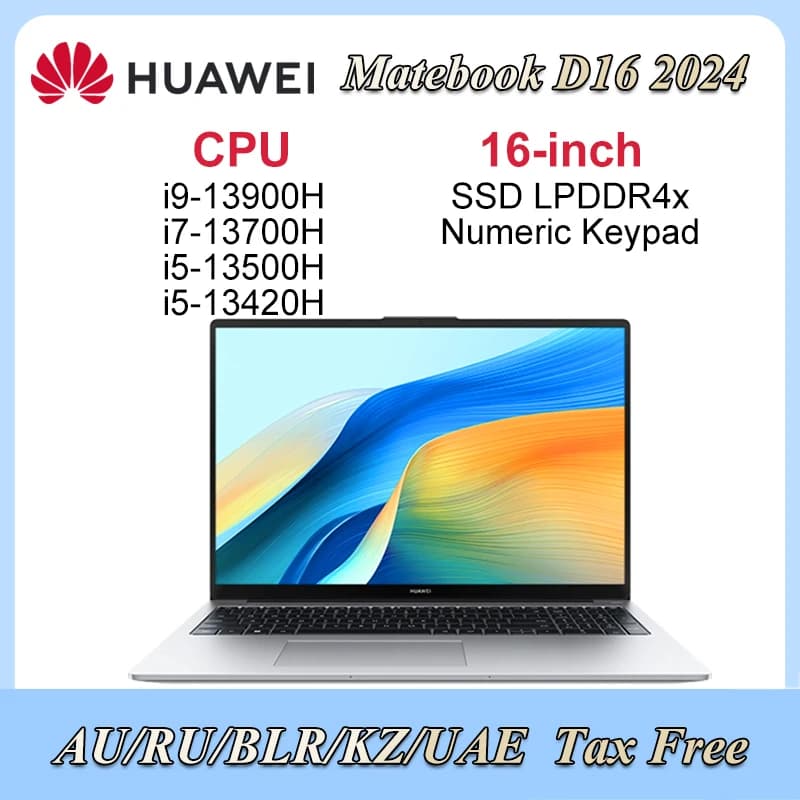 2024 HUAWEI MateBook D16/D16 SE Laptop Windows/Linux I9-13900H/I7-13700H/I5-13500H/I5-13420H 16GB 512GB/1TB 16-inch