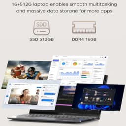 KAMRUI LX15PRO AMD Ryzen 5 7430U Gaming Laptop 15.6 Inch FHD LPS 16GB DDR 4 512Gb M.2 Ssd Windows 11 Pro 180 ° Flip Wifi6 Bt5 Office Computer Notebook