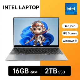 Ultra Slim 14.1" Laptop 16GB RAM 2TB SSD Intel N3700 Windows 11 Pro Gamer Notebook 1920*1080 Display Office Study Computer PC