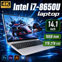 LENO 14.1" Laptop Ultra Slim Intel Core i7 8650U Windows 11 32GB 2TB Gaming Computer PC Gamer Portable Notebook Office Study Work 1080P HD