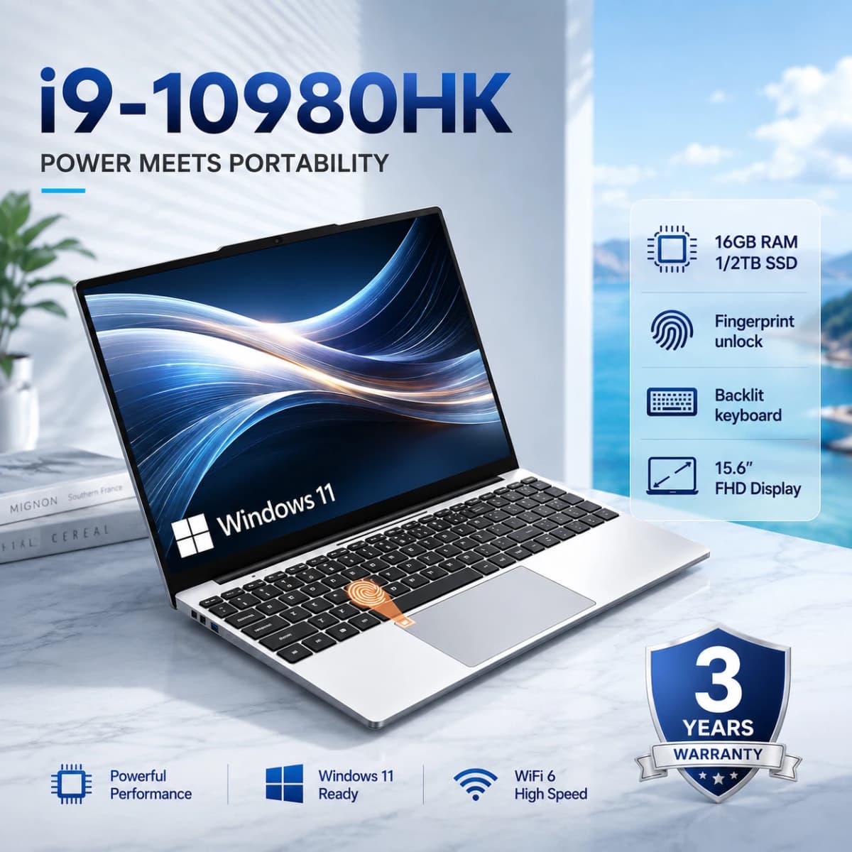Intel Fingerprint Unlock laptops Intel Core i9 10980HK Windows 11 16GB RAM 1/2TB SSD laptop Computer Backlit Keyboard Gaming PC