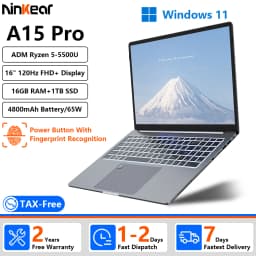 [Ship From Within Europe]Ninkear A15 Pro Laptop 16" QHD 2.5K 120Hz Display AMD Ryzen 5 5500U 16GB DDR4+1TB SSD 54.72Wh Battery 65W Charging BT5.2 Wi-Fi 6 Windows 11