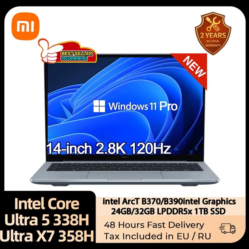 【2026 NEW】Xiaomi REDMI Book Pro 14 Laptop Intel Core Ultra X7 358H Ultra5-338H 32GB+1TB SSD 14-inch Screen Notebook Xiaomi PC