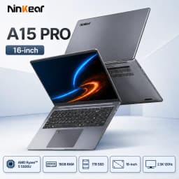 Ninkear A15 Pro Laptop 16 Inch 2.5K 2560×1600, Amd Ryzen 5 5500U 6-Core, 16GB DDR4 RAM 1TB SSD, Wifi 6, Bluetooth 5.2, 54.72Wh Battery, Backlit Keyboard, Fingerprint, 65W Pd