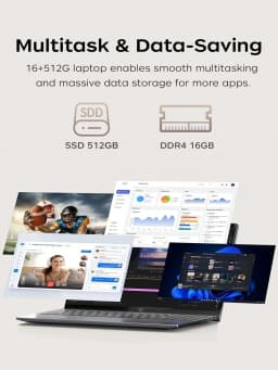 Acemagic Ax18Pro Laptop 18.5Inch Fhd Laptop Amd Ryzen 5 7430U 16Gb Ram 512Gb Ssd Windows 11 Pro Notebook 180 °   Flip Computer Wifi6 Bt5.2