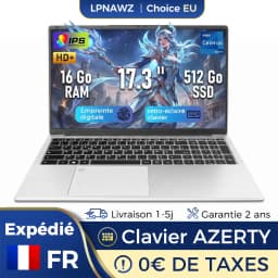 Laptop Laptop Full HD + Intel Celero N5095, 16 Go RAM, 512 Go SSD, Keyboard AZERTY French backlit with digital keypad, fingerprint unlock, Windows 11, WiFi Dual Band, bluetooth, PC Portable ideal for
