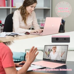 15,6-Zoll-Laptop in Rosa, 3050e-Prozessor, 16 GB DDR4 Und 512 GB SSD, Zahlreiche Anschlüsse, Hintergrundbeleuchtete Tastatur, Entsperrung per Fingerabdruck, Geeignet für Arbeit, Studium Und Unterhaltung