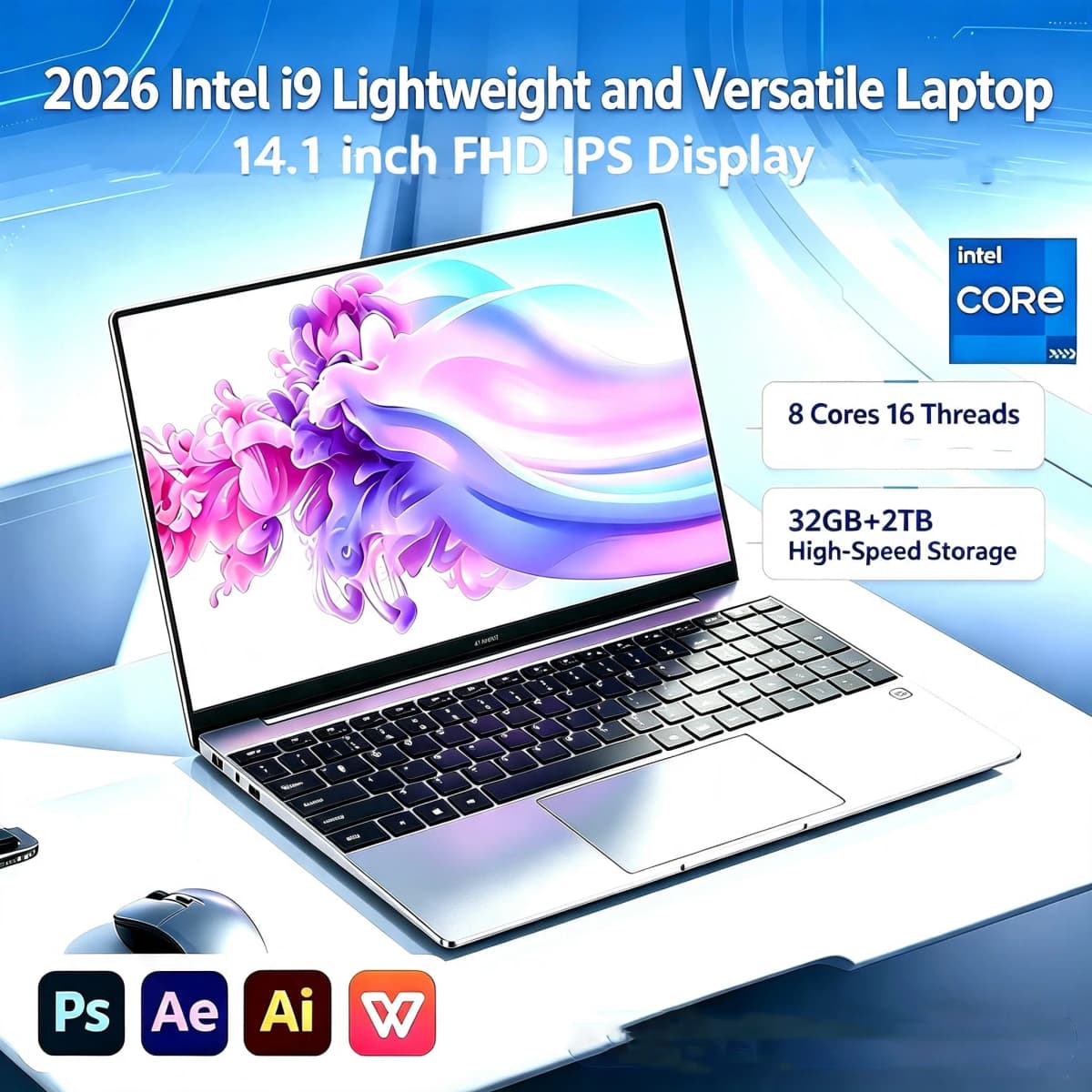 New 14.1' Ultra Slim Laptop Intel Core I9-10980HK 32GB RAM 2TB SSD Windows 11 Pro Gaming Office Study Notebook FHD 1920*1080