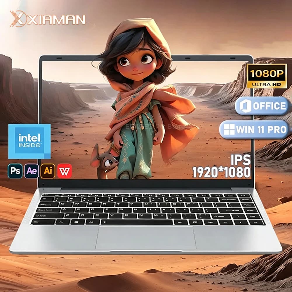 Xiaman Ultra Slim Windows 11 Laptop Computer 14.1" 12GB RAM 1TB 2TB SSD Intel A3950 Notebook 1920*1080 Office Study Computer PC