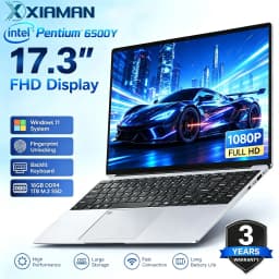 Xiaman 2026 NEW Intel 17.3" Laptop Computer intel Pentium 6500Y Notebook Computer 16GB RAM 1TB 2TB SSD 1920*1080P Windows 11 Fingerprint Office Laptops Notebook Computer PC