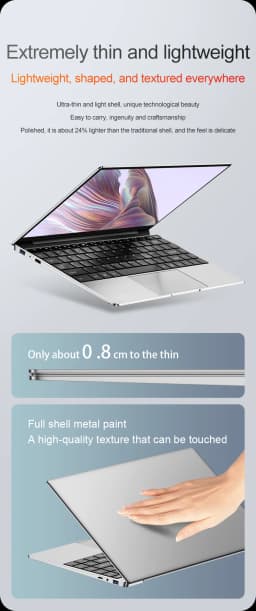 Global New Ultra Slim Laptop 14.1" 16GB RAM Intel N3700 Notebook Gamer 1920*1080 Display Office Study Computer PC Windows 11 Pro