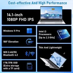 FUCHU 14.1'' NEW Laptop Computer 16GB DDR4 1TB 2TB SSD Intel I3-6100U Portable Notebook Windows 11 Laptops Office Study Game PC