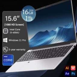 FUCHU 2026 Hotselling Fingerprint Unlock Backlit Keyboard 15.6 Inch Laptop Computer 16GB DDR3 RAM 1TB 2TB SSD Intel I3-6006U Notebook Windows 11 Laptops Office Study Game PC