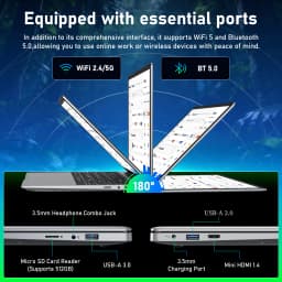 EYY 15.6" Laptop, Celeron N4000, 8GB RAM 256GB SSD, Full HD 1080P Display, Dual-Band WiFi, Mini HDMI, Lightweight Slim Silver Notebook for Business, School, Home