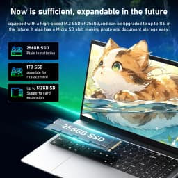 EYY 15.6" Laptop, Celeron N4000, 8GB RAM 256GB SSD, Full HD 1080P Display, Dual-Band WiFi, Mini HDMI, Lightweight Slim Silver Notebook for Business, School, Home