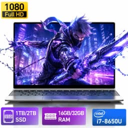 LENO Ultra Slim Laptop 14.1" Intel Core i7 8650U Windows 11 32GB 2TB Gaming Computer PC Gamer Portable Notebook Office Study Work 1080P HD