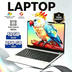 FUCHU Laptop Windows 11 Intel Celeron 3855U 180° Folding Slim Laptop 12GB RAM 512GB 1TB SSD 1920*1080 Office Study Computer PC