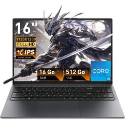 HYPERSTRIX 16" Core I5 Laptop, 16GB RAM, 512GB SSD, MS Office 2024, IPS(1920 * 1200) 16:10 Display, Win 11 Pro Notebook Computer with BT5.0 Wi-Fi, 3*USB A, HDMI, RJ45, Backlit Keyboard, Space Grey