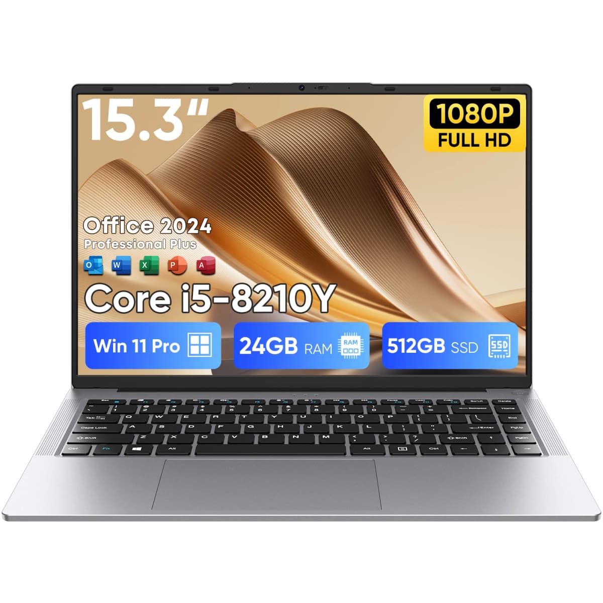 15.3 Inch Laptop Intel Core I5-8210Y 3.6Ghz 24Gb Ram 512Gb Ssd Win11 Pro Portable Pc for Students and Work 1920X1200 100%Srgb HDMI Usb-A Long Battery Life