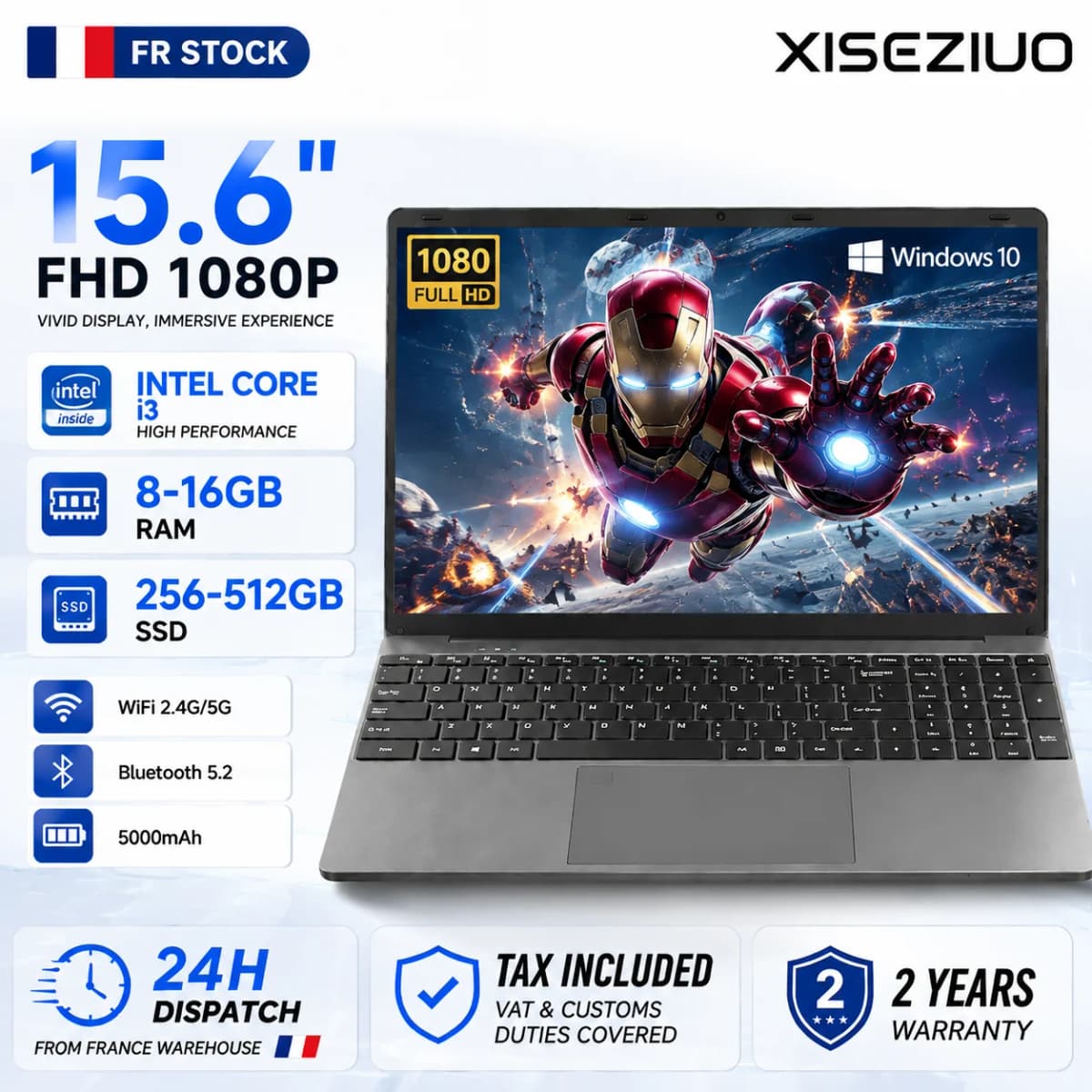 Brand New 15.6" Laptop Computer Intel Core i3-6100U 8GB 16GB RAM 256GB 512GB SSD Notebook Windows 10 Pro FHD IPS 1920x1080 Screen WiFi 5 Bluetooth 5.2 Business Office Laptop Backlit Keyboard Lightweight Portable PC with Keyboard Cover Multilingual systems