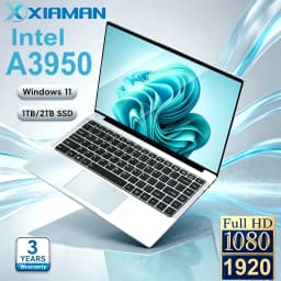 Xiaman Ultra-thin Business Notebook Computer 14.1" Windows 11 Pro Laptop Computer Intel Atom A3950 12GB RAM 1TB 2TB SSD Notebook PC 1920*1080P Laptop Compute For Office Study Laptop