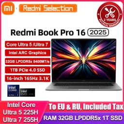 Xiaomi REDMI Book Pro 16 Laptop Ultra 7 Ultra 5 X7 Intel Arc Graphics 32GB LPDDR5X 1T SSD 16-inch 165Hz 3.1K /3.2K Screen
