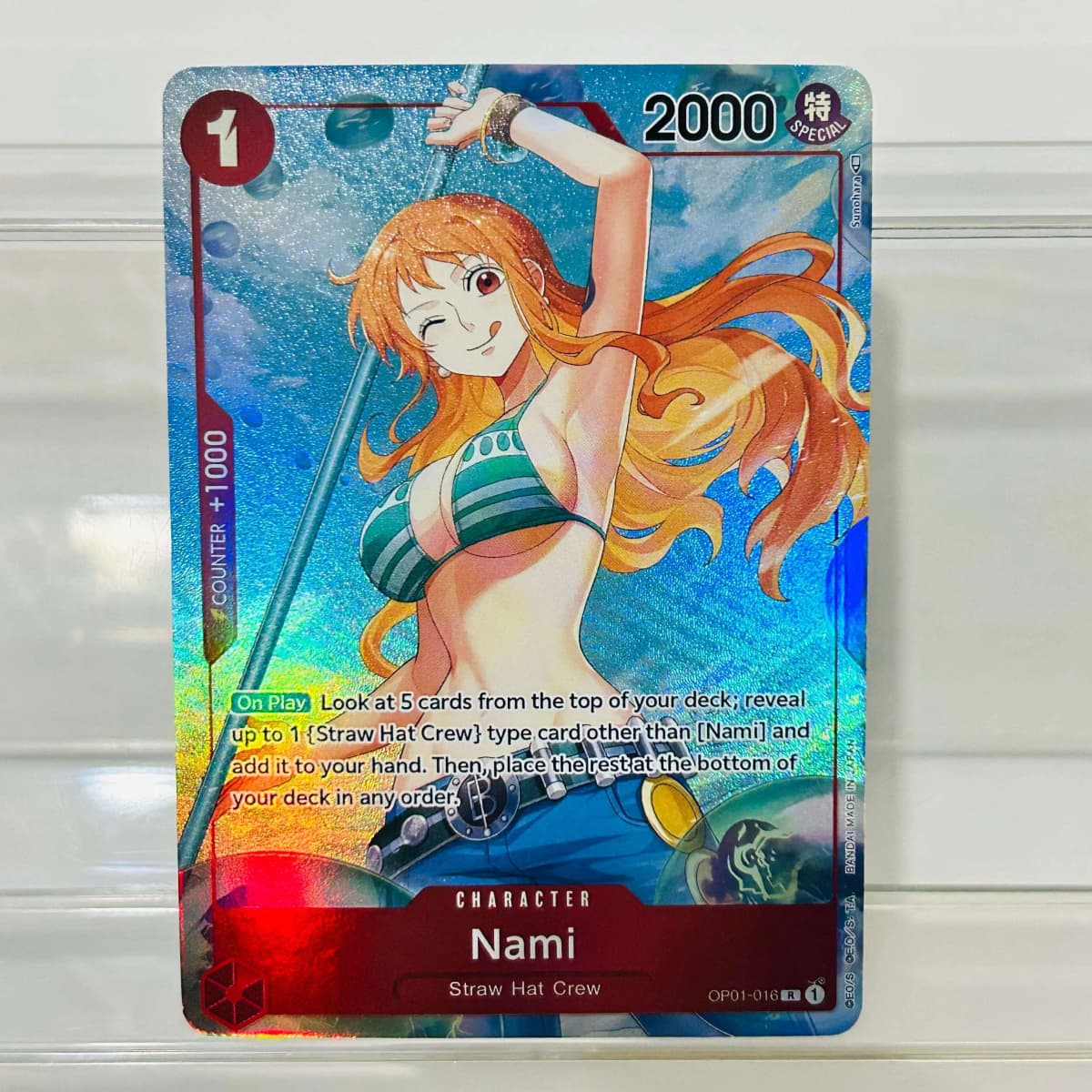 One Piece Nami OP01-016 R Card English Version Holographic Texture Cards Perfect Condition DIY Premium Anime Collection Card