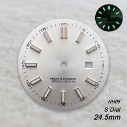 24.5mm S Logo Sunray Dial Fit NH05 Japan Movement Green Luminous High Quality Watch Modification Accessories