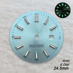 24.5mm S Logo Sunray Dial Fit NH05 Japan Movement Green Luminous High Quality Watch Modification Accessories